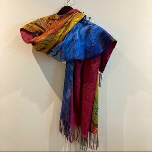 FASHION Hand painted Shawl Art to Wear  Impressionist Painting Colours